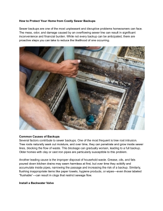 How to Protect Your Home from Costly Sewer Backups