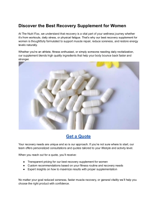 Best Recovery Supplement for Women