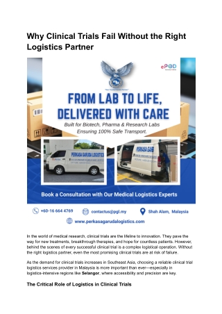 Why Clinical Trials Fail Without the Right Logistics Partner