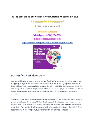 32 Top Best Site To Buy Verified PayPal Accounts At Sellsusa In 2025