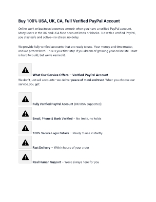 Buy Verified PayPal Account (USA, UK, CA) – 100% Full Access & Trusted Seller
