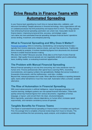 Understanding Financial Spreading in Credit Analysis