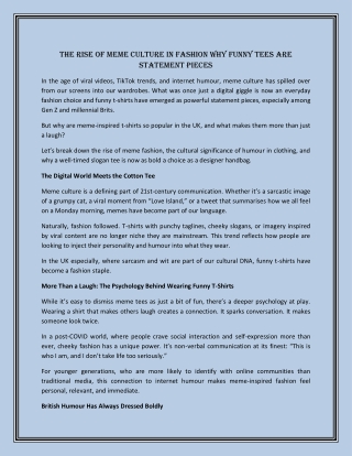 The Rise of Meme Culture in Fashion Why Funny Tees Are Statement Pieces