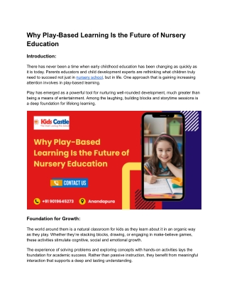 Why Play-Based Learning Is the Future of Nursery Education