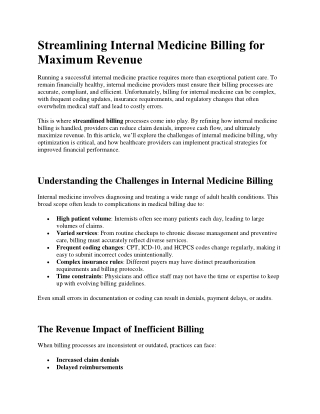 Streamlining Internal Medicine Billing for Maximum Revenue