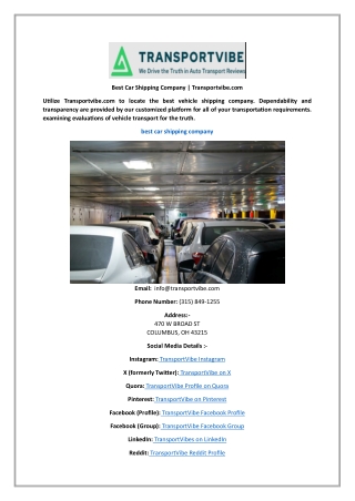 Best Car Shipping Company Transportvibe