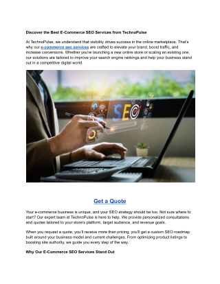 Discover the Best E-Commerce SEO Services from TechnoPulse