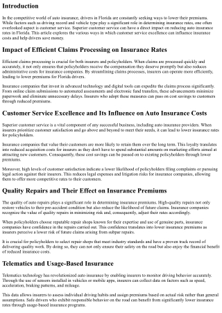 Superior Customer Service: A Key Factor in Reducing Auto Insurance Rates in Flor