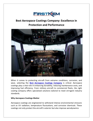 Best Aerospace Coatings Company: Excellence in Protection and Performance