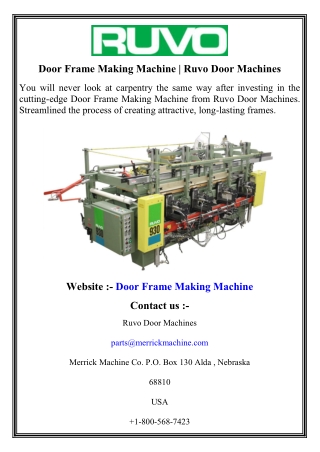 Door Frame Making Machine   Ruvo Door Machines