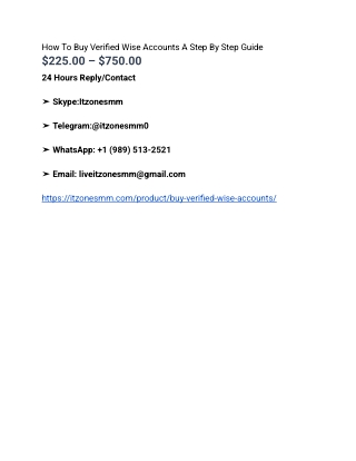 How To Buy Verified Wise Accounts A Step By Step Guide
