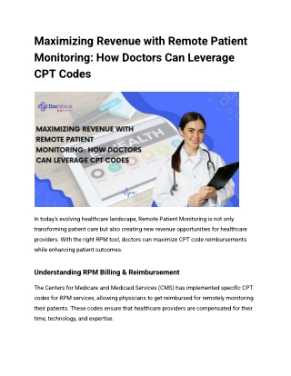 Maximizing Revenue with Remote Patient Monitoring