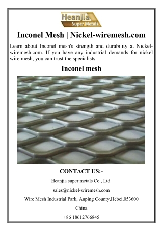 Inconel Mesh | Nickel-wiremesh.com