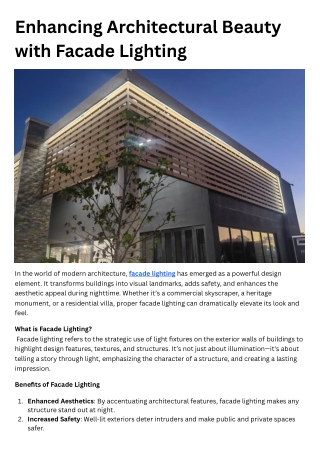 Enhancing Architectural Beauty with Facade Lighting