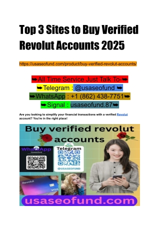 Top 3 Sites to Buy Verified Revolut Accounts 2025