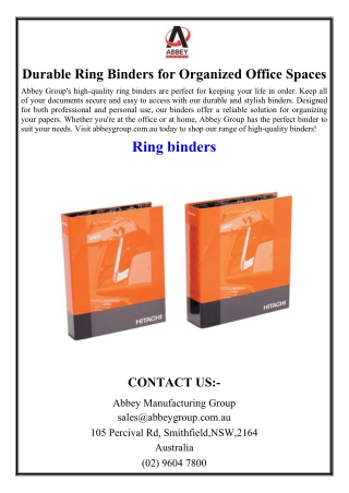 Durable Ring Binders for Organized Office Spaces