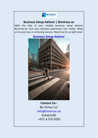 Business Setup Advisor | Bizvirtue.ae