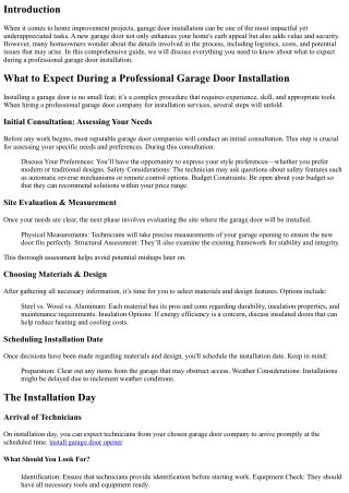 What to Expect During a Professional Garage Door Installation