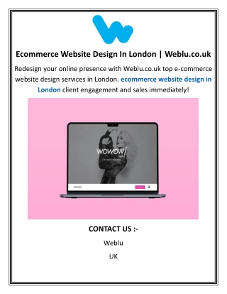 Ecommerce Website Design In London  Weblu.co.uk