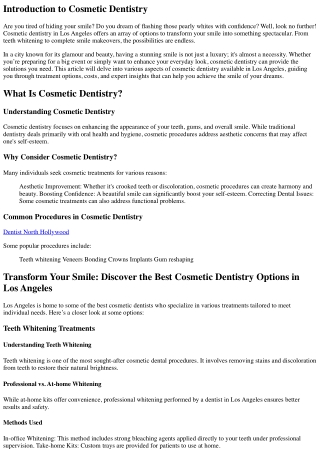Transform Your Smile: Discover the Best Cosmetic Dentistry Options in Los Angele