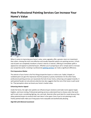 How Professional Painting Services Can Increase Your Homes Value