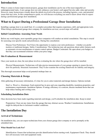 What to Expect During a Professional Garage Door Installation