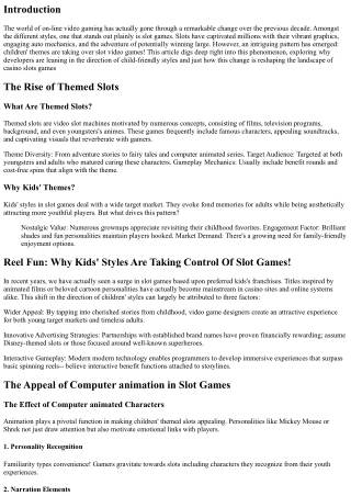 Reel Enjoyable: Why Youngsters' Themes Are Taking Control Of Port Games!