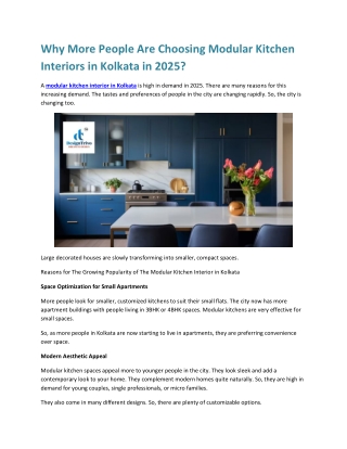 Why More People Are Choosing Modular Kitchen Interiors in Kolkata in 2025