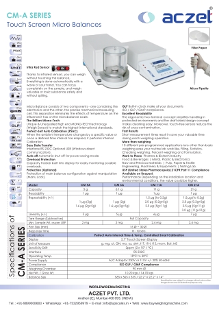 1µg Touch Screen Micro Weighing Balance | Aczet Micor Balance CM-A Series Capaci