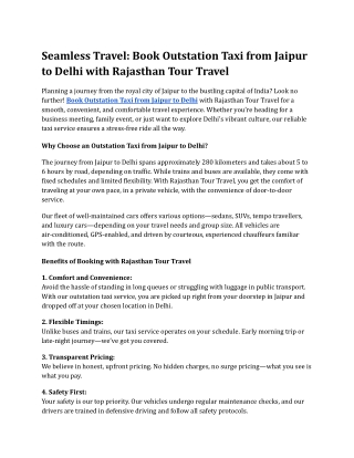 Seamless Travel_ Book Outstation Taxi from Jaipur to Delhi with Rajasthan Tour Travel