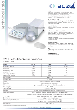 1μg Filter Micro Balance | Aczet Filter CM-F Series Micro Balances Capacity 2gm