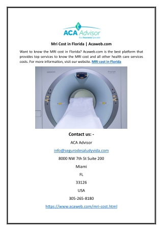 Mri Cost in Florida | Acaweb.com
