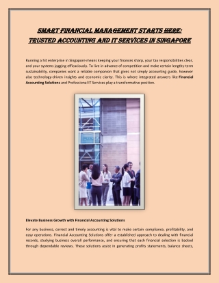 Smart Financial Management Starts Here: Trusted Accounting and IT Services in Si