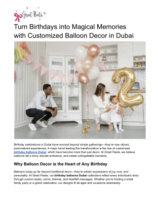 Turn Birthdays into Magical Memories with Customized Balloon Decor in Dubai