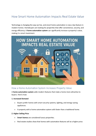 How Smart Home Automation Impacts Real Estate Value