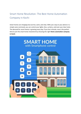 Smart Home Revolution The Best Home Automation Company in Kochi