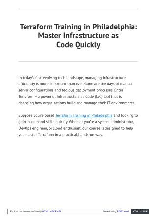 Terraform Training in Philadelphia