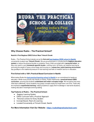 Best CBSE School In Nashik