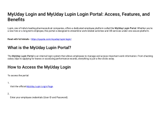 MyUday Login and MyUday Lupin Login Portal