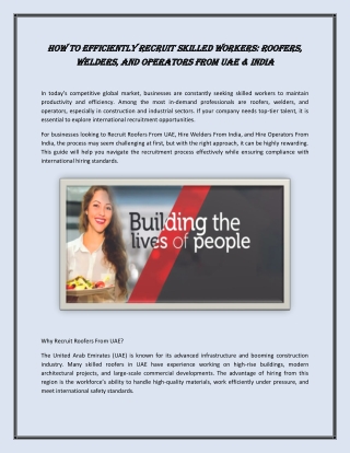 How to Efficiently Recruit Skilled Workers: Roofers, Welders, and Operators from