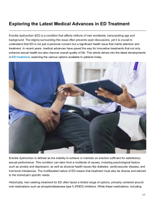 Exploring the Latest Medical Advances in ED Treatment