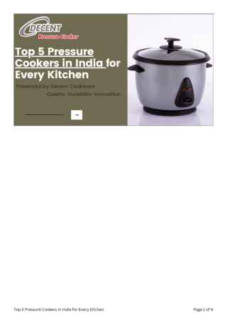 Top 5 Pressure Cookers in India for Every Kitchen