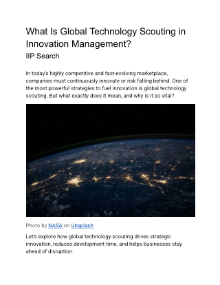 What is Global Technology Scouting in Innovation Management? | IIP Search