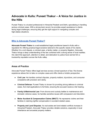 Advocate in Kullu_ Puneet Thakur – A Voice for Justice in the Hills