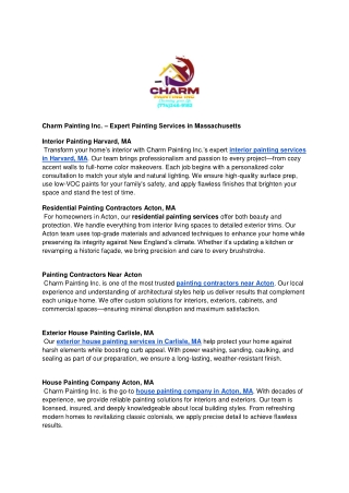 Interior painting services in Harvard, MA