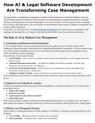 How AI & Legal Software Development Are Transforming Case Management