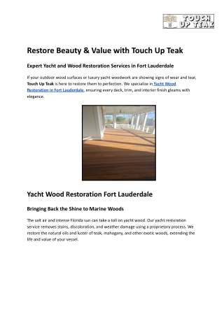 Restore Beauty & Value with Touch Up Teak