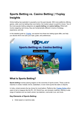 Sports Betting vs. Casino Betting  11xplay Insights