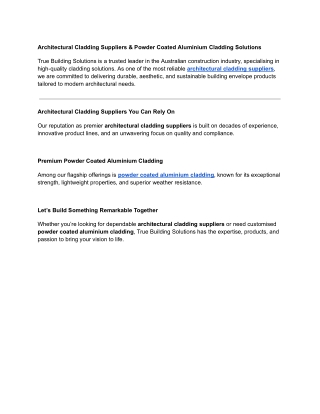 Architectural Cladding Suppliers