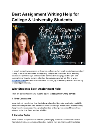 Best Assignment Writing Help for College & University Students